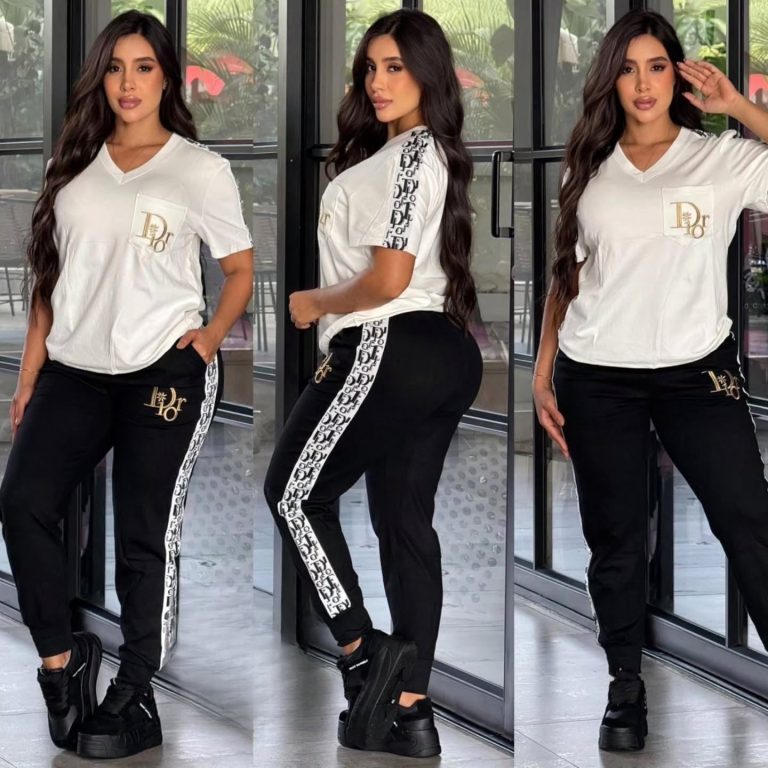 D-V-neck Top + Cuffed Trousers(J5153)D-V-neck Top + Cuffed Trousers(J5153)