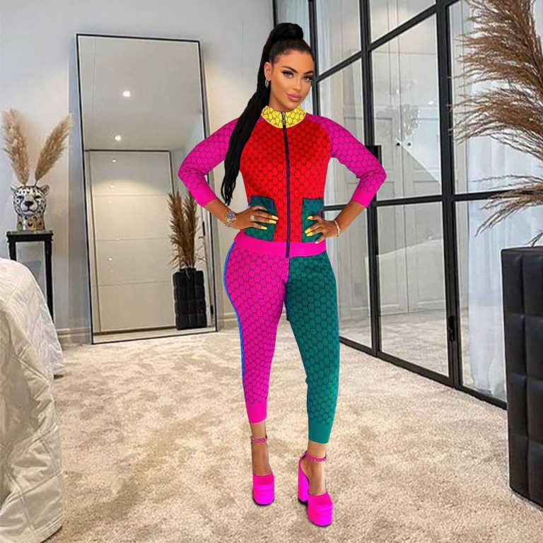 G-Color-blocked Zipper Two-piece Set(DD0006)G-Color-blocked Zipper Two-piece Set(DD0006)