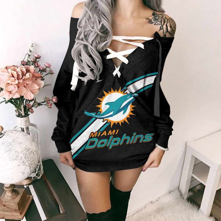 NFL Lace-up V-neck Off-shoulder Dress [Presale](YS924)NFL Lace-up V-neck Off-shoulder Dress [Presale](YS924)