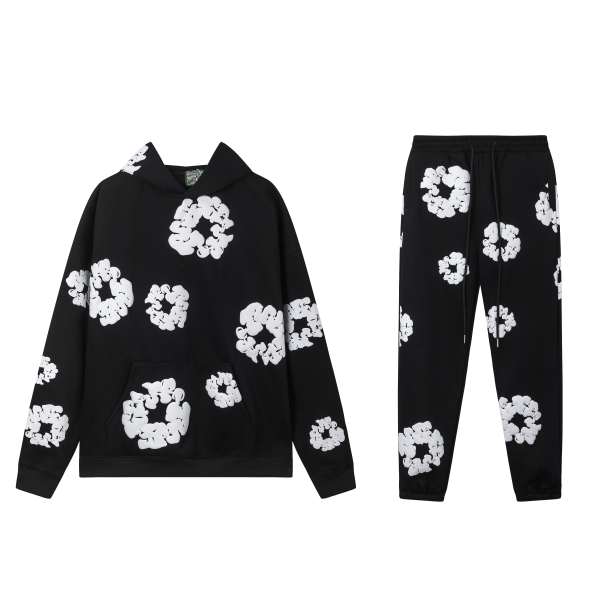 DT-Women’s Flower Fleece Sports Two Piece Suit(BP116)