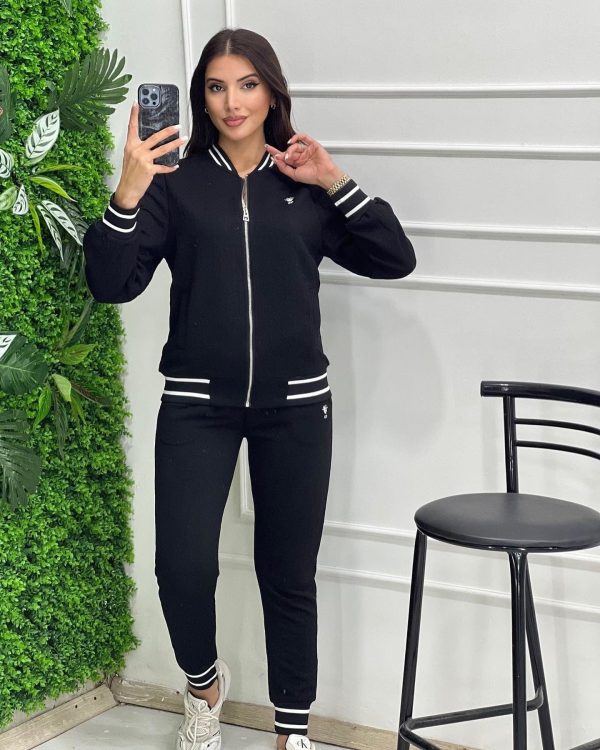 D-Embossed Sports Zipper Two-piece Suit(J5084)