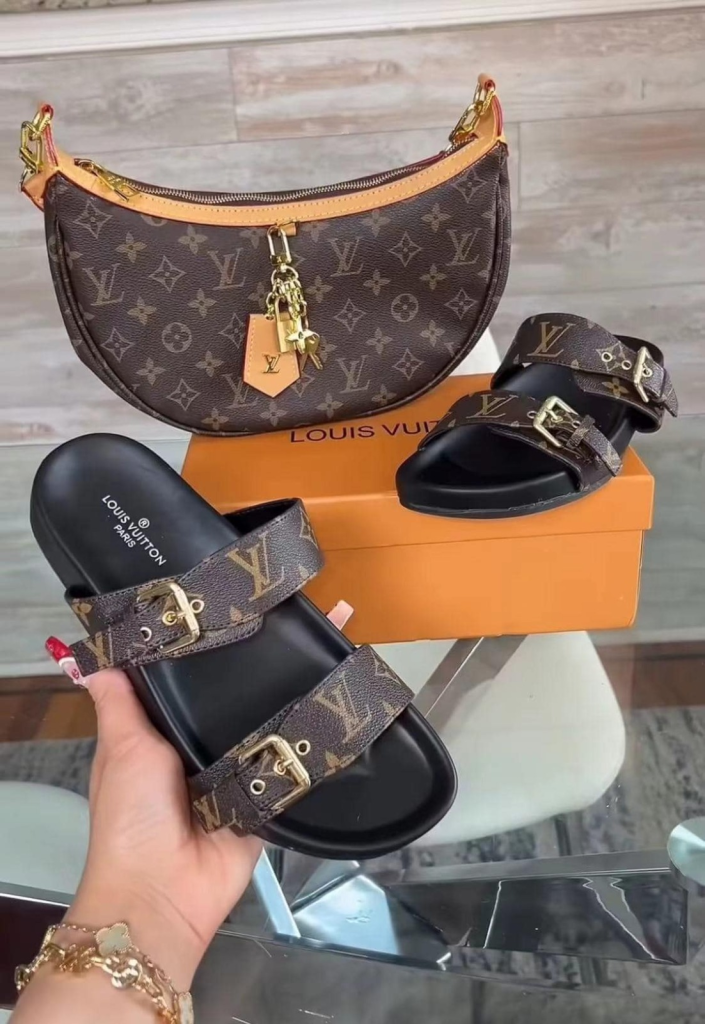 New Brown Printed Bag&Slippers Set(HB427)New Brown Printed Bag&Slippers Set(HB427)