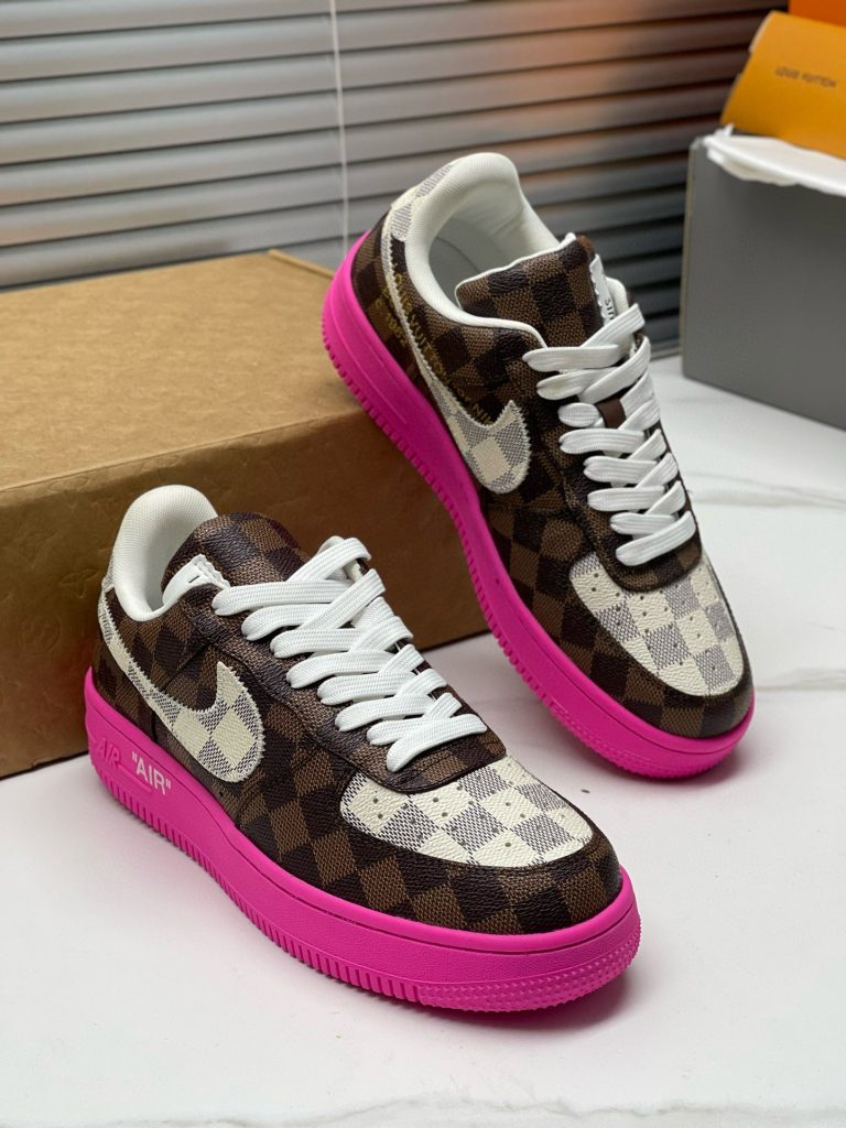 L-White&Brown Checkered Sneakers(DP617)L-White&Brown Checkered Sneakers(DP617)
