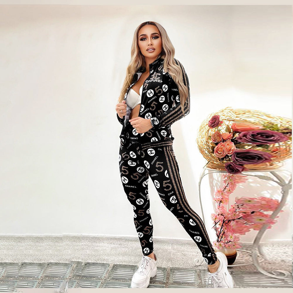 C-Printed Zipper Two-piece Suit(DD0005)C-Printed Zipper Two-piece Suit(DD0005)