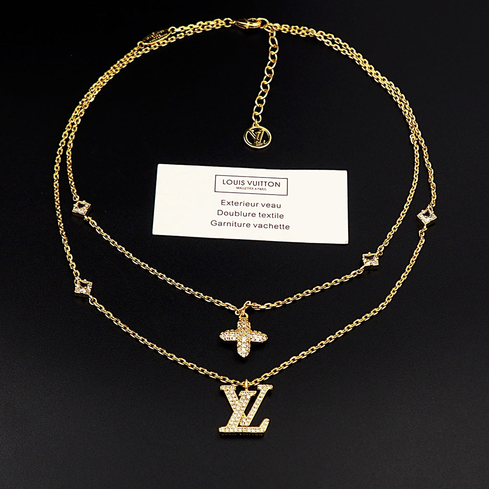 L-Double Chain Necklace (DE3317)L-Double Chain Necklace (DE3317)