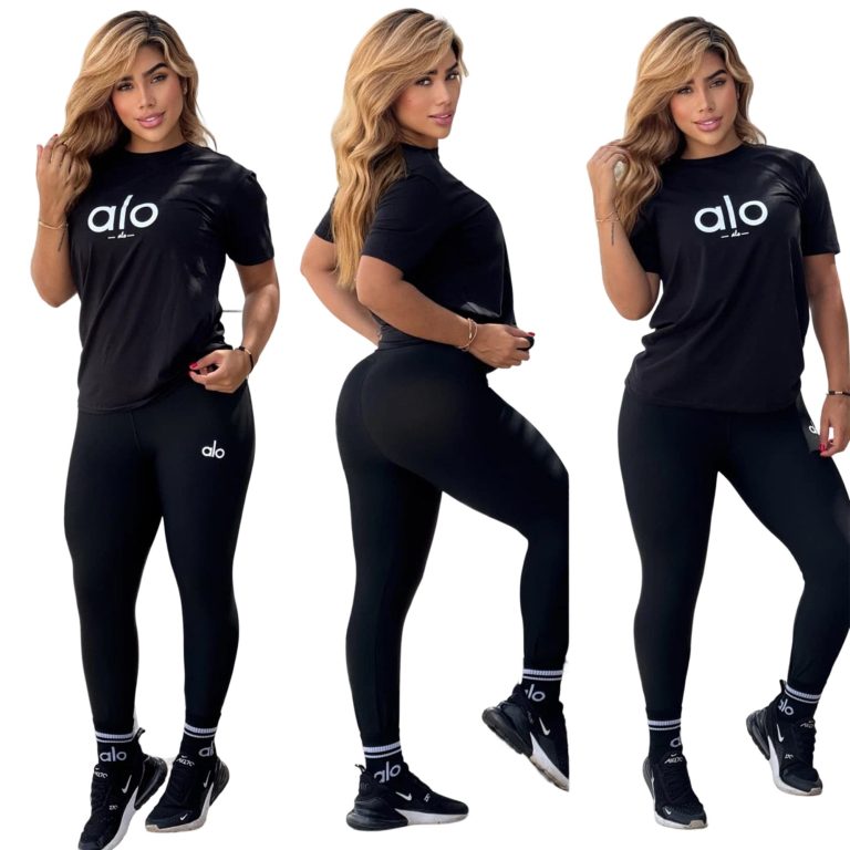 Alo-Short-sleeved Yoga Pants Set (Q6261)Alo-Short-sleeved Yoga Pants Set (Q6261)