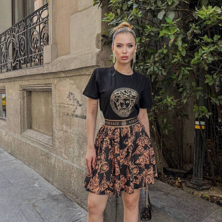 V-Short Sleeve + Printed Skirt(J5051)V-Short Sleeve + Printed Skirt(J5051)