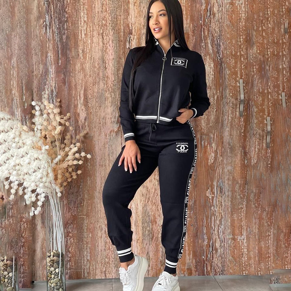 C-Threaded Embroidery Zip-Up Jacket Set(Y71536)C-Threaded Embroidery Zip-Up Jacket Set(Y71536)