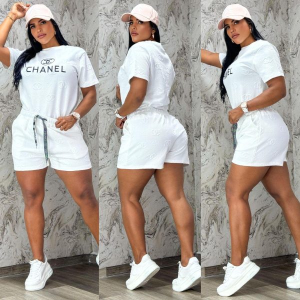 C-Embroidered Short-sleeved Shorts(J5125)
