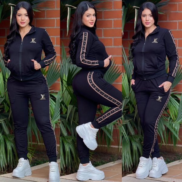 L-Embroidered Zipper Two-piece Set(J5092)