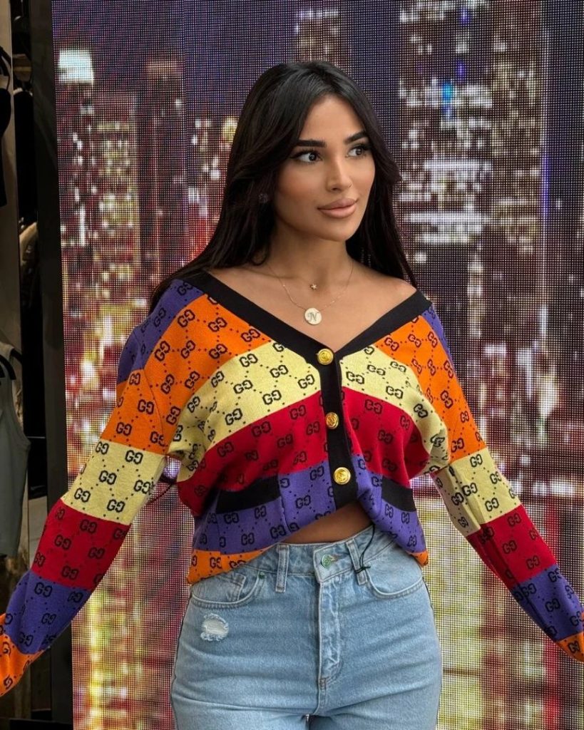 G-Contrast Color Loose V-neck Knitted Cardigan(M4072)G-Contrast Color Loose V-neck Knitted Cardigan(M4072)