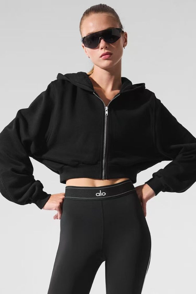 Alo-Women's Hooded Long-Sleeve Zip-Up Crop Top (LU120880)Alo-Women's Hooded Long-Sleeve Zip-Up Crop Top (LU120880)
