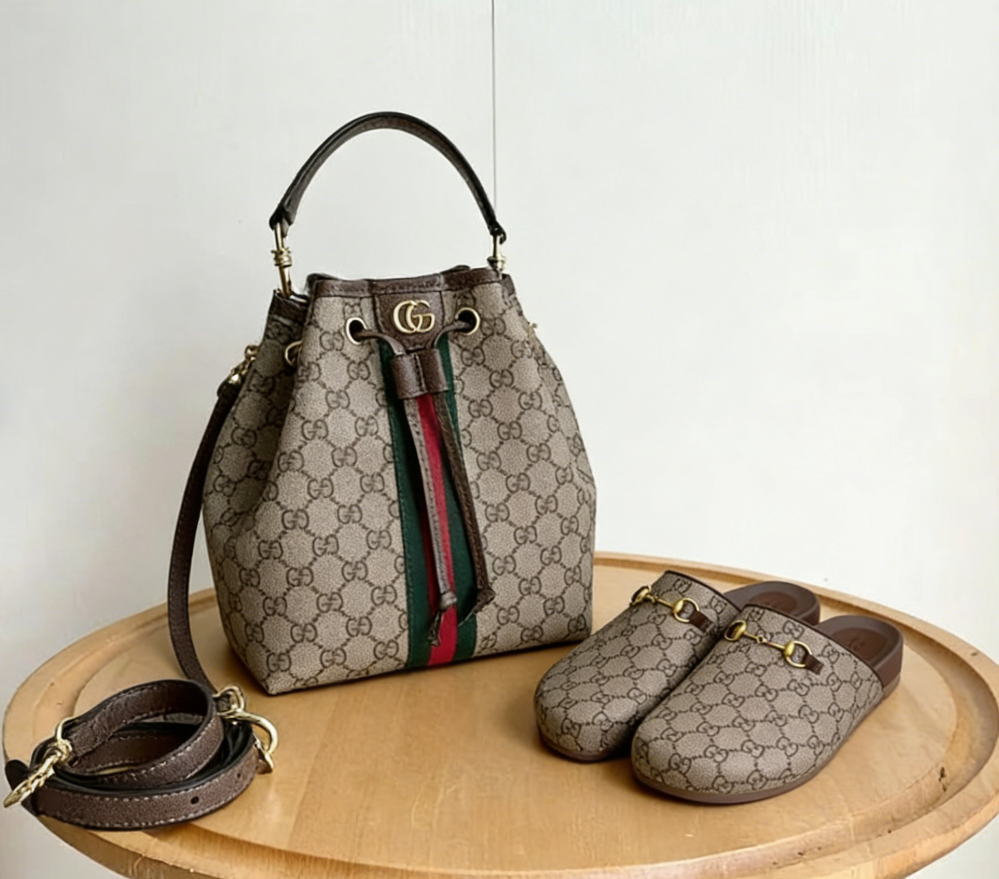 G-Brown Bucket Bag&Slippers(DPXY227)G-Brown Bucket Bag&Slippers(DPXY227)