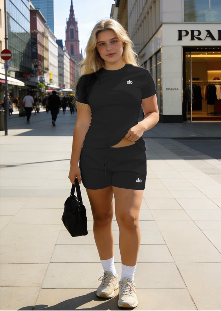 Alo-Short Pants and Short Sleeve Top Set(A2166)Alo-Short Pants and Short Sleeve Top Set(A2166)