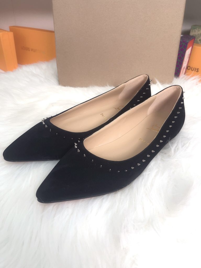 CL- Rivet Black Velvet Flats(CL1010)CL- Rivet Black Velvet Flats(CL1010)