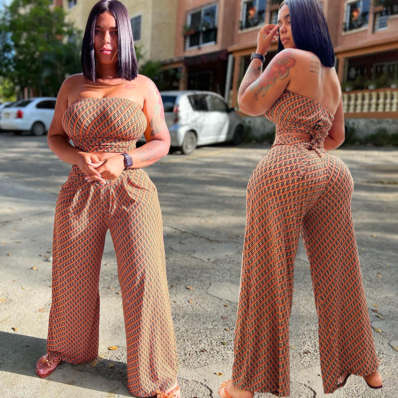 F-Chest Wrap Lace-up Loose Leg Two-piece Set（DD0040）F-Chest Wrap Lace-up Loose Leg Two-piece Set（DD0040）