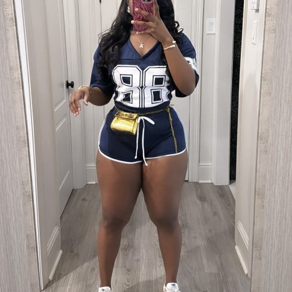 Printed Short-sleeved Shorts Set(44329)