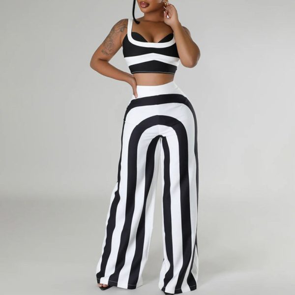 Striped Suspenders Stylish Casual Suit(K10758)