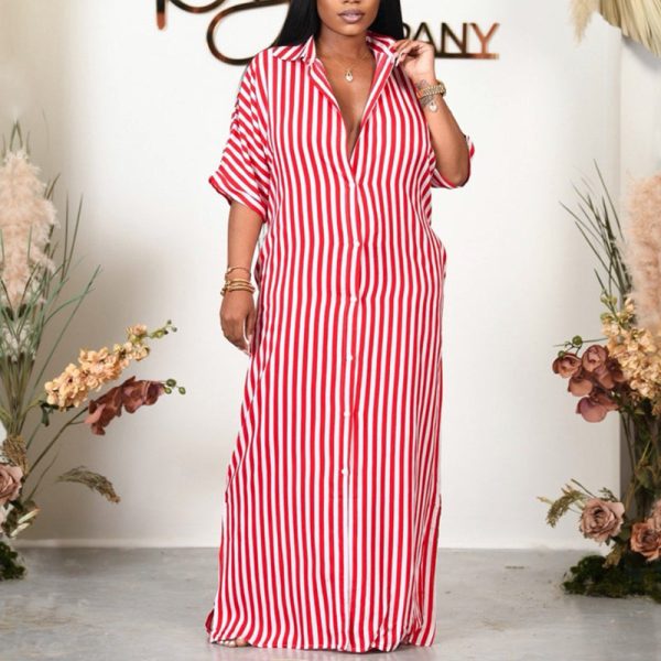 Striped Slit Dress(HN041)Striped Slit Dress(HN041)