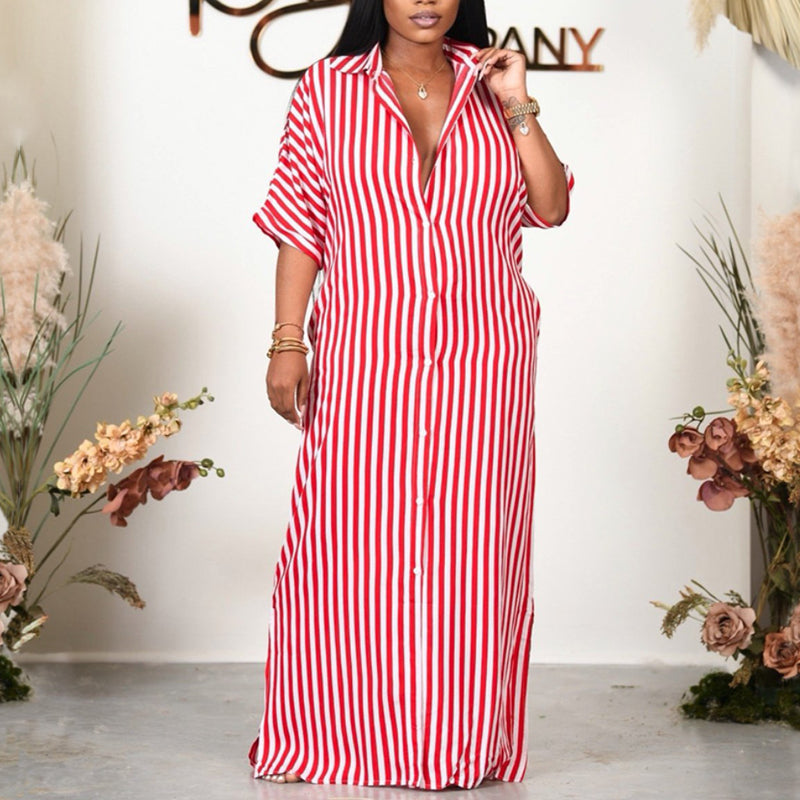 Striped Slit Dress(HN041)Striped Slit Dress(HN041)