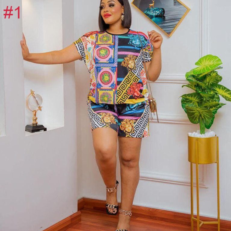Colorful Printed Short-sleeve Suit（J2821）Colorful Printed Short-sleeve Suit（J2821）