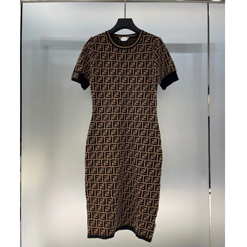 F-Knitted Mid-length Short-sleeved Dress(F212)F-Knitted Mid-length Short-sleeved Dress(F212)