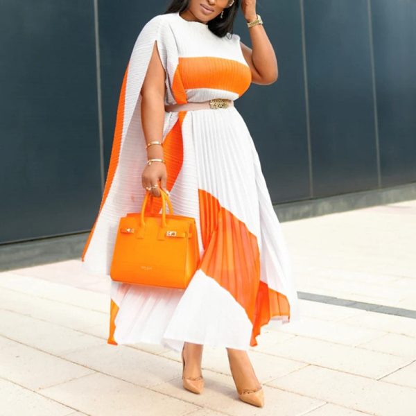 Spliced Color Irregular Top + Skirt Two-piece Set(K10749)Spliced Color Irregular Top + Skirt Two-piece Set(K10749)