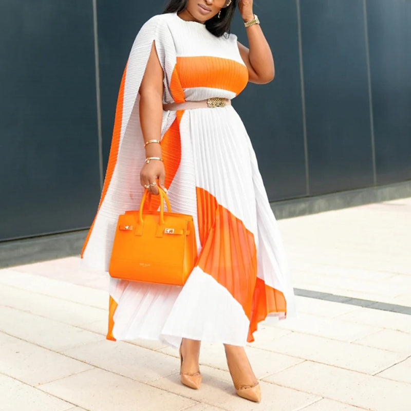 Spliced Color Irregular Top + Skirt Two-piece Set(K10749)Spliced Color Irregular Top + Skirt Two-piece Set(K10749)