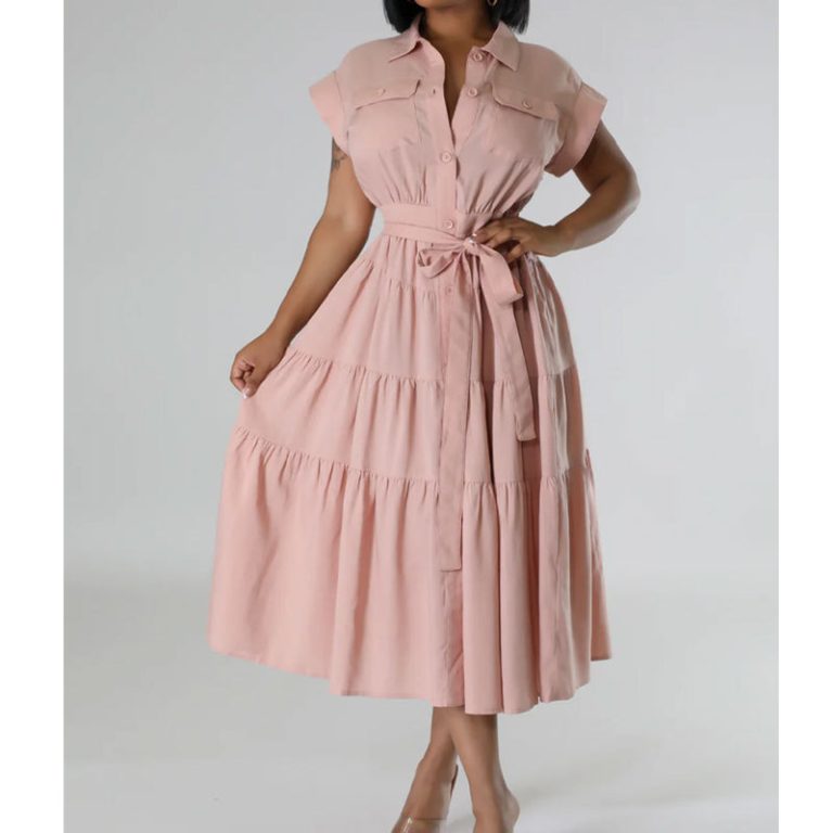 Solid Color Shirt Dress(966)Solid Color Shirt Dress(966)