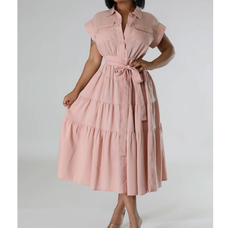 Solid Color Shirt Dress(966)Solid Color Shirt Dress(966)