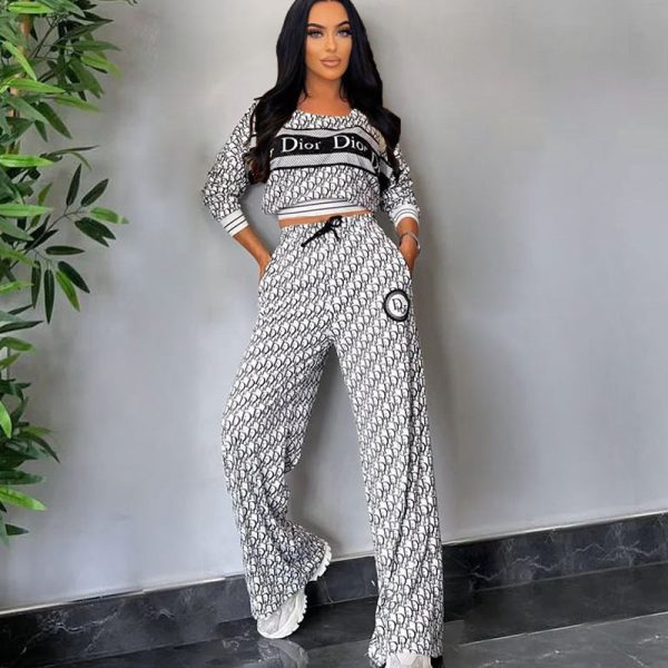 Long-sleeved Wide-leg Pants Two-piece Set（DD0016）Long-sleeved Wide-leg Pants Two-piece Set（DD0016）
