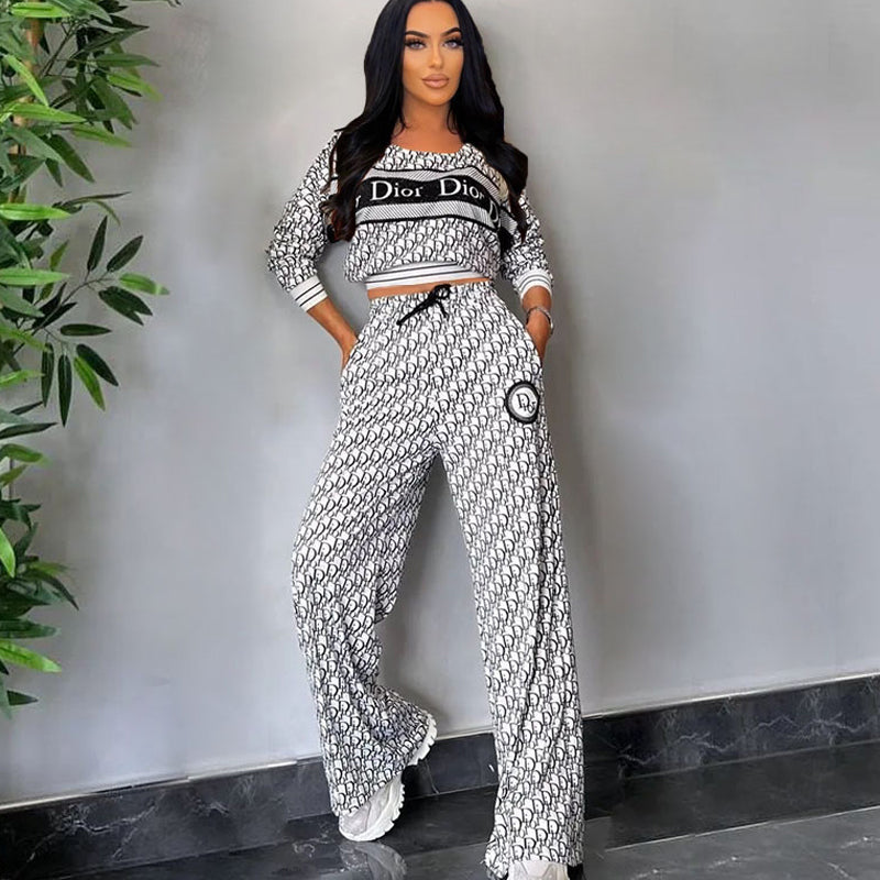 Long-sleeved Wide-leg Pants Two-piece Set（DD0016）Long-sleeved Wide-leg Pants Two-piece Set（DD0016）