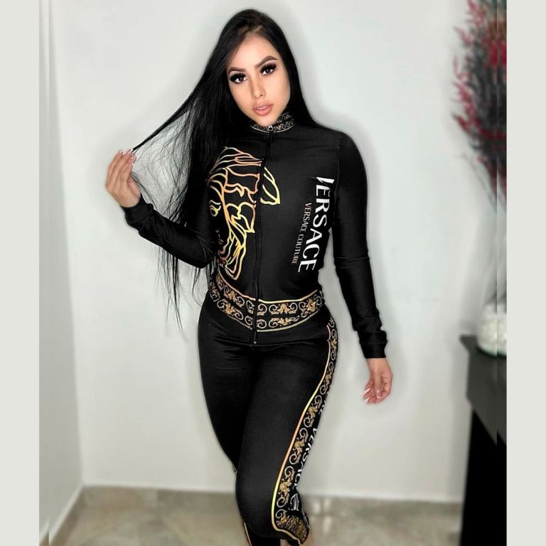 V-Black Simple Fashion Print Two Piece Suit（J5022）V-Black Simple Fashion Print Two Piece Suit（J5022）