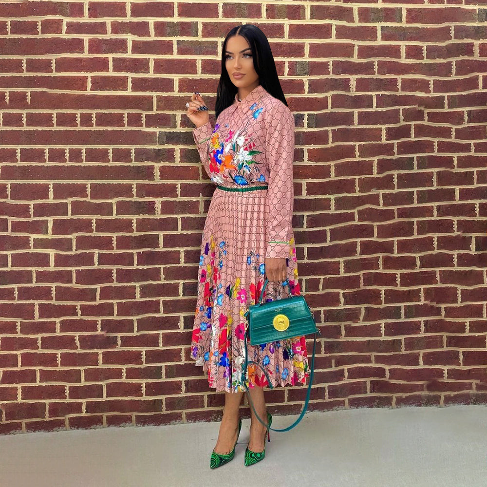 G-Shirt + Pleated Skirt Two-piece Set(Y71379)G-Shirt + Pleated Skirt Two-piece Set(Y71379)