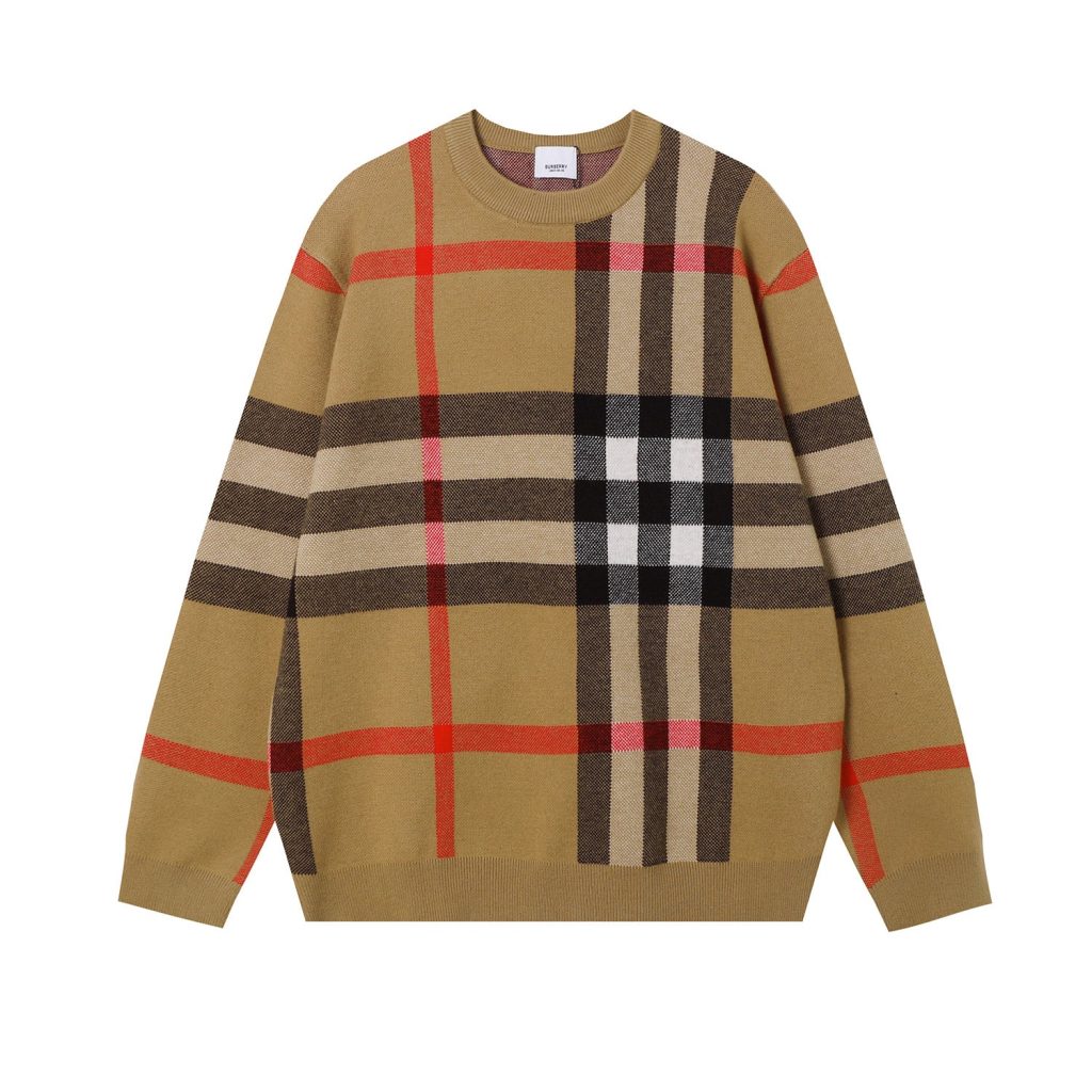 B-Men's Check Crew Neck Sweater(B923)B-Men's Check Crew Neck Sweater(B923)