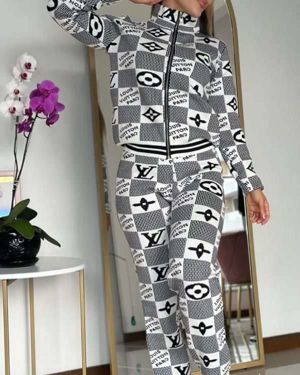 L-Fashion Casual Printed Two-piece Suit(J5038)