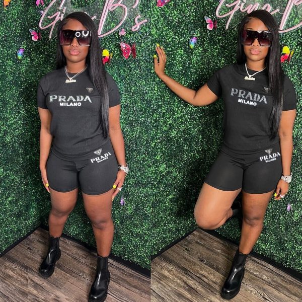 P-Offset + Drill Short Sleeve Shorts Set（Q6129）