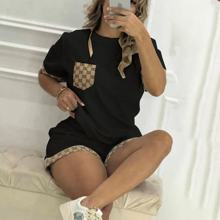 G-Embossed Short Sleeves and Shorts Set(Y71587)G-Embossed Short Sleeves and Shorts Set(Y71587)