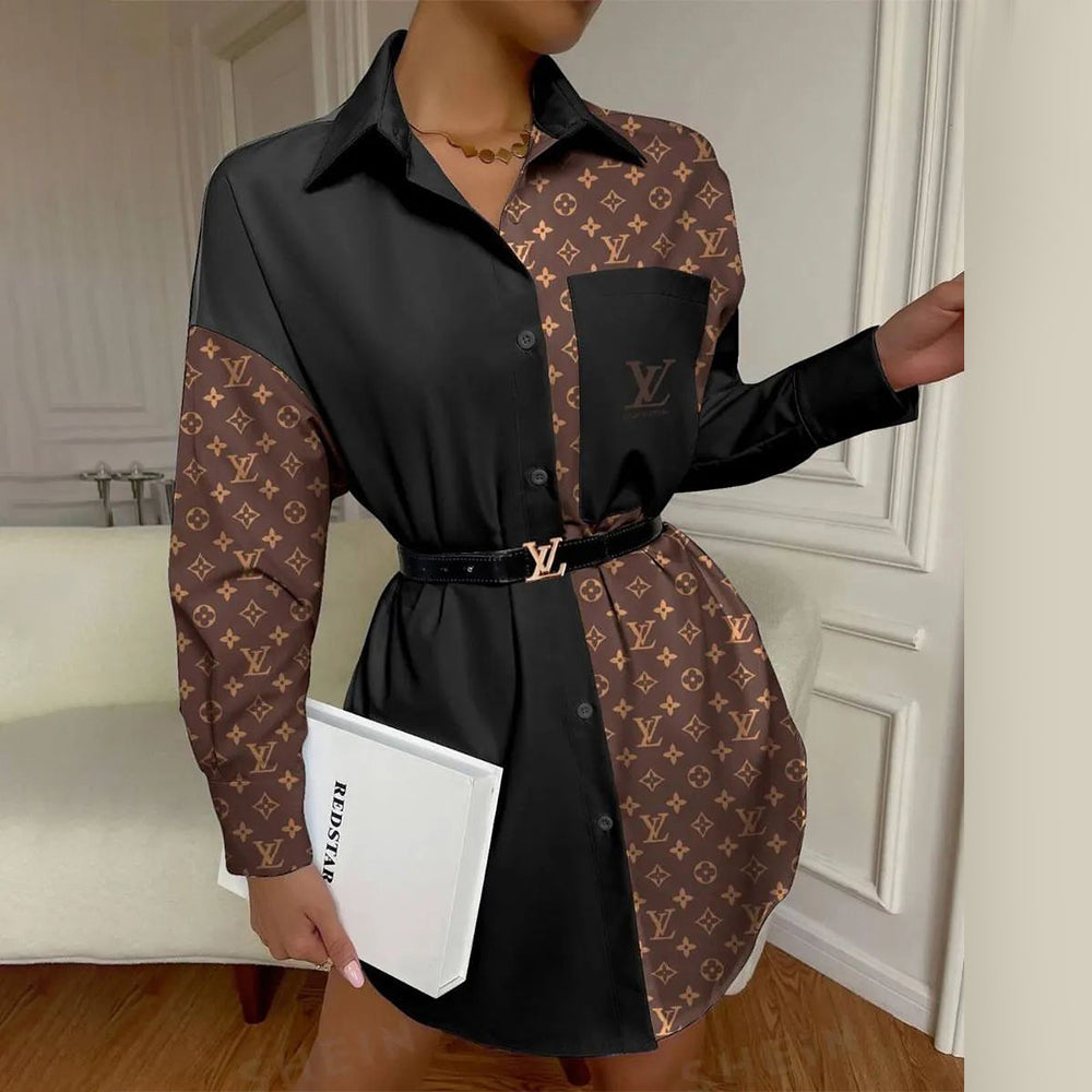 L-Printed Shirt Dress(no belt)(Y71517)L-Printed Shirt Dress(no belt)(Y71517)