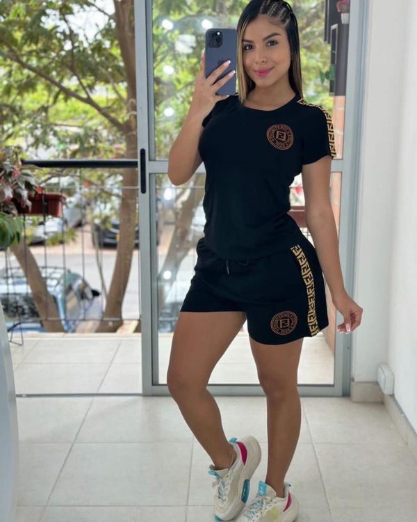 F-Fashion Casual Short-sleeved Shorts Suit（Q6198）
