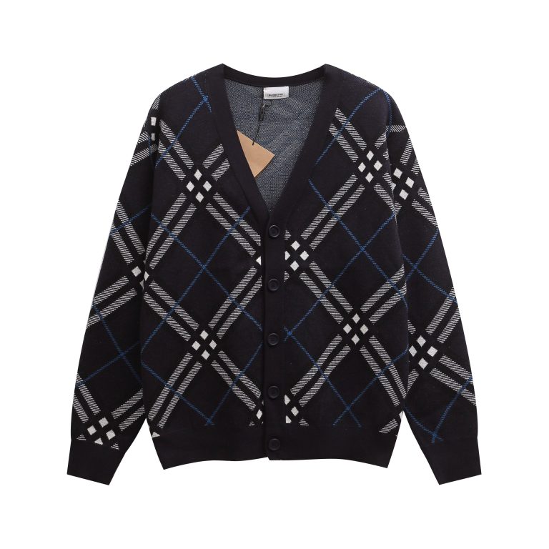 Men's Check V-neck Knit Cardigan(M508)Men's Check V-neck Knit Cardigan(M508)