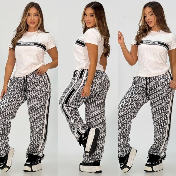 D-Printed Short-sleeved Long Pants Two-piece Set(J5114)
