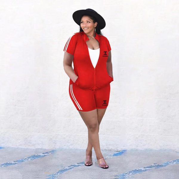 C-Printed Zip-up Tracksuit(Plus size)（QQ274）