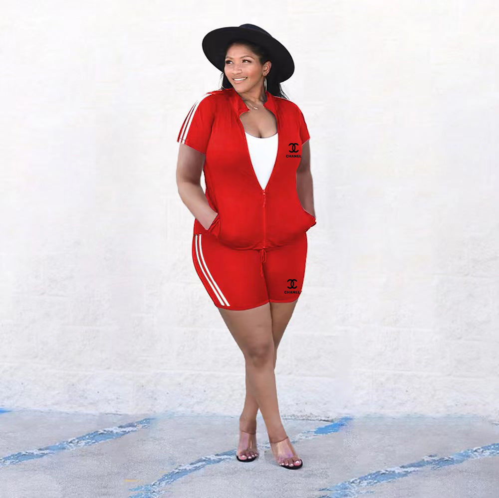 C-Printed Zip-up Tracksuit(Plus size)（QQ274）C-Printed Zip-up Tracksuit(Plus size)（QQ274）