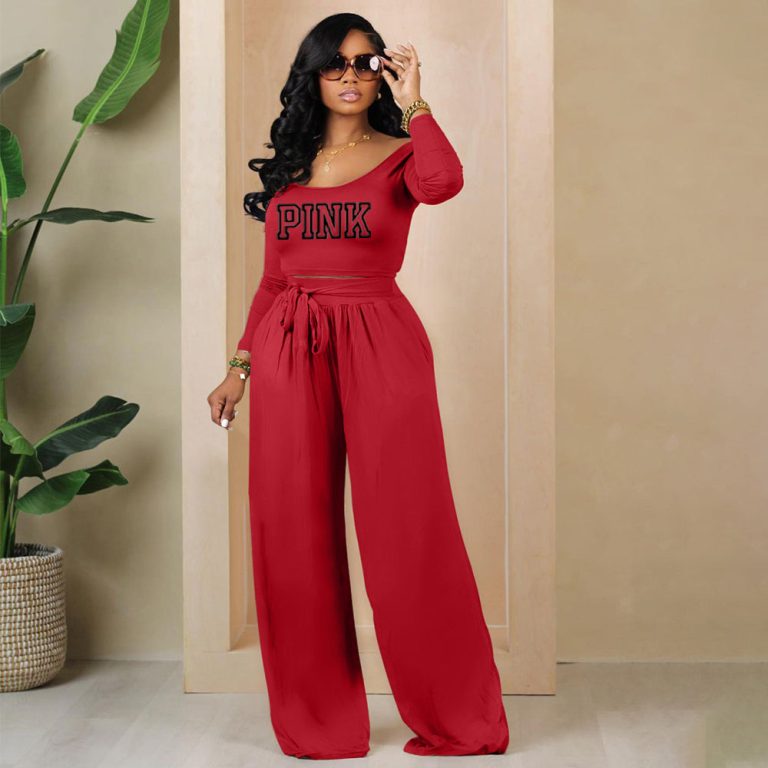 P-Printed Lace-Up Wide-Leg Pants Two-Piece Set(MY312)P-Printed Lace-Up Wide-Leg Pants Two-Piece Set(MY312)
