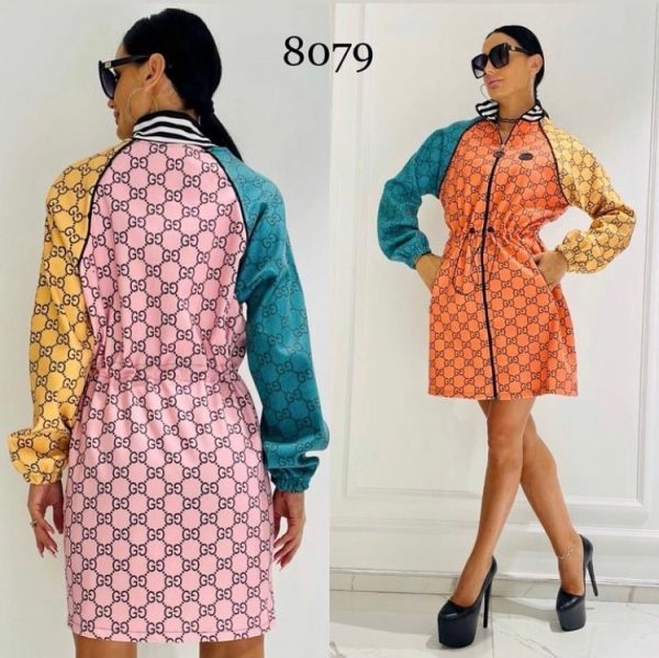 G-Printed Zipper Waist Dress(Y71365)G-Printed Zipper Waist Dress(Y71365)