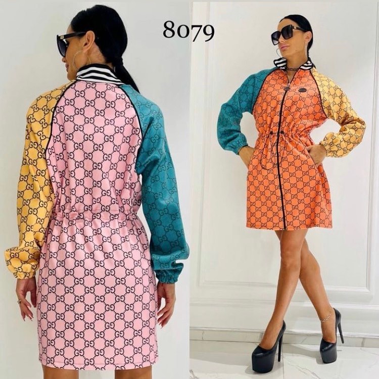 G-Printed Zipper Waist Dress(Y71365)G-Printed Zipper Waist Dress(Y71365)