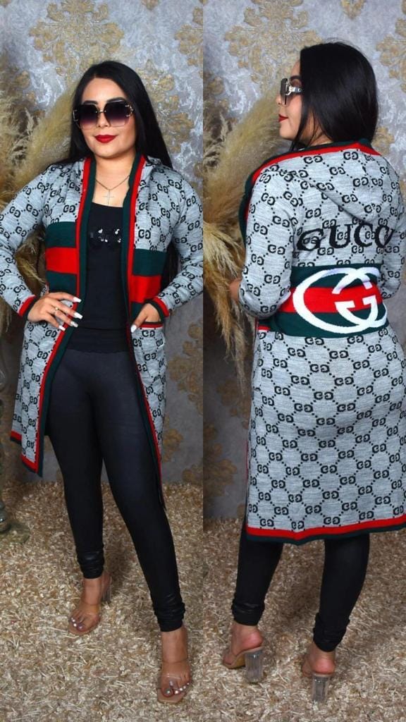 G-Fashion Printed Hooded Long Cardigan(M4027)G-Fashion Printed Hooded Long Cardigan(M4027)
