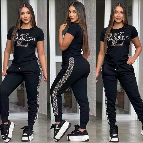 L-Embroidery Fashion Casual Short-sleeved Suit(J5002)