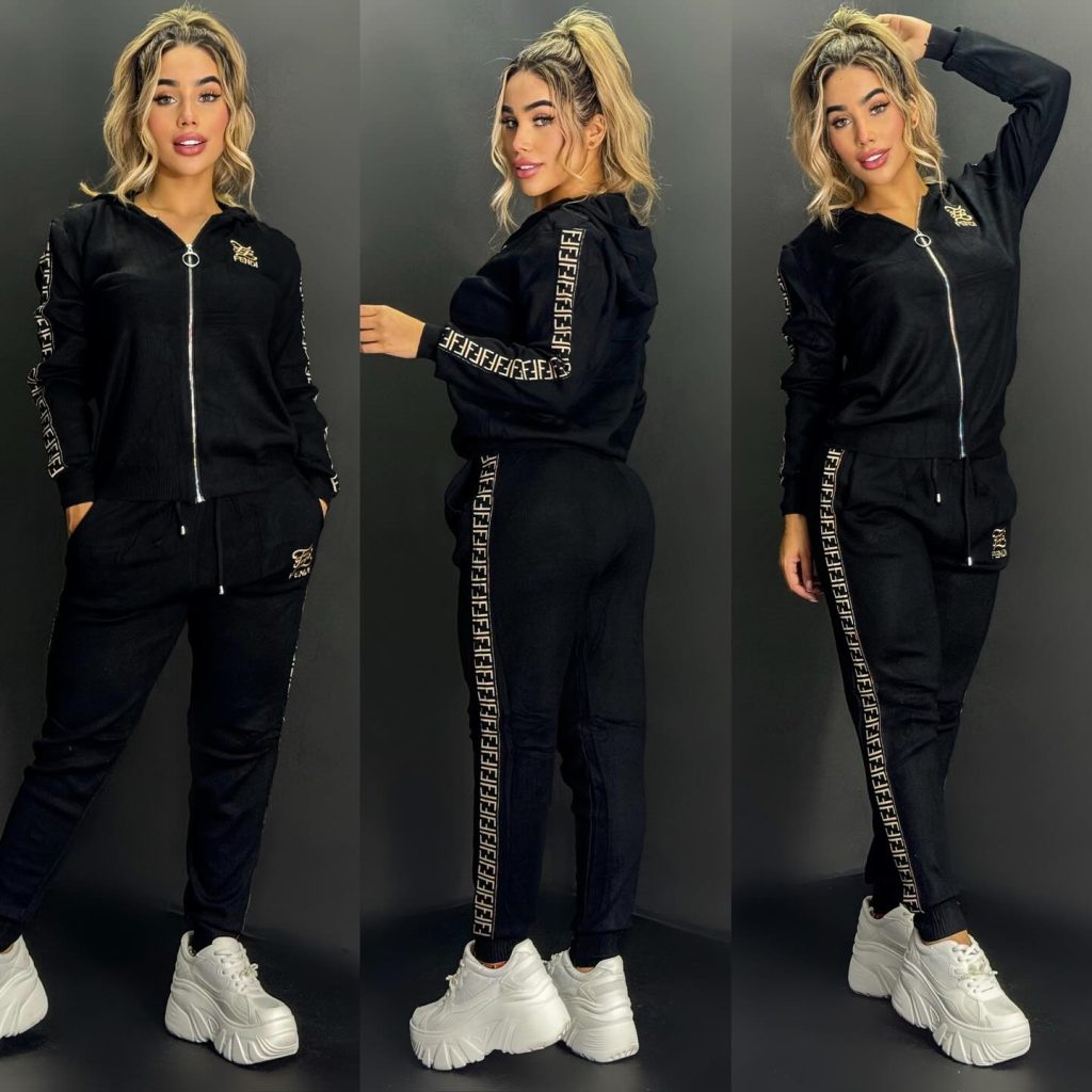 F-Embroidered Zip-up Sports Two-piece Suit(J5049)F-Embroidered Zip-up Sports Two-piece Suit(J5049)